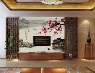 中国画背景墙 奠定居室古韵情调